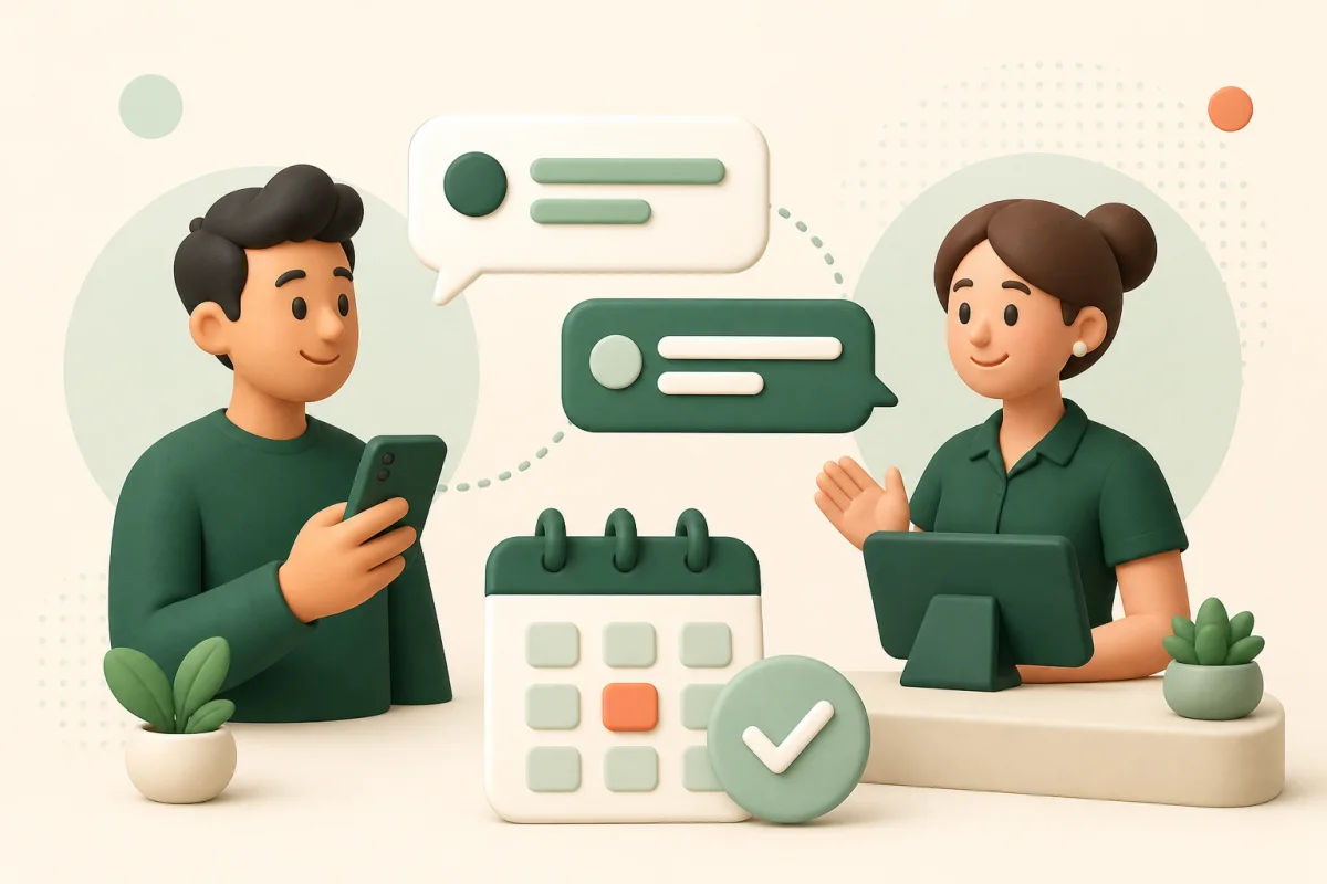 A customer and business representative resolving a question through messages